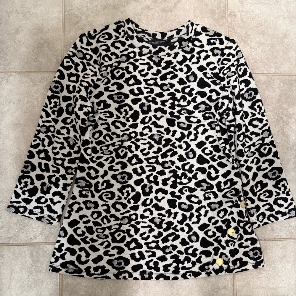 Marc New York Sweater, Women's Size S, Black Gray, Cheetah Print,